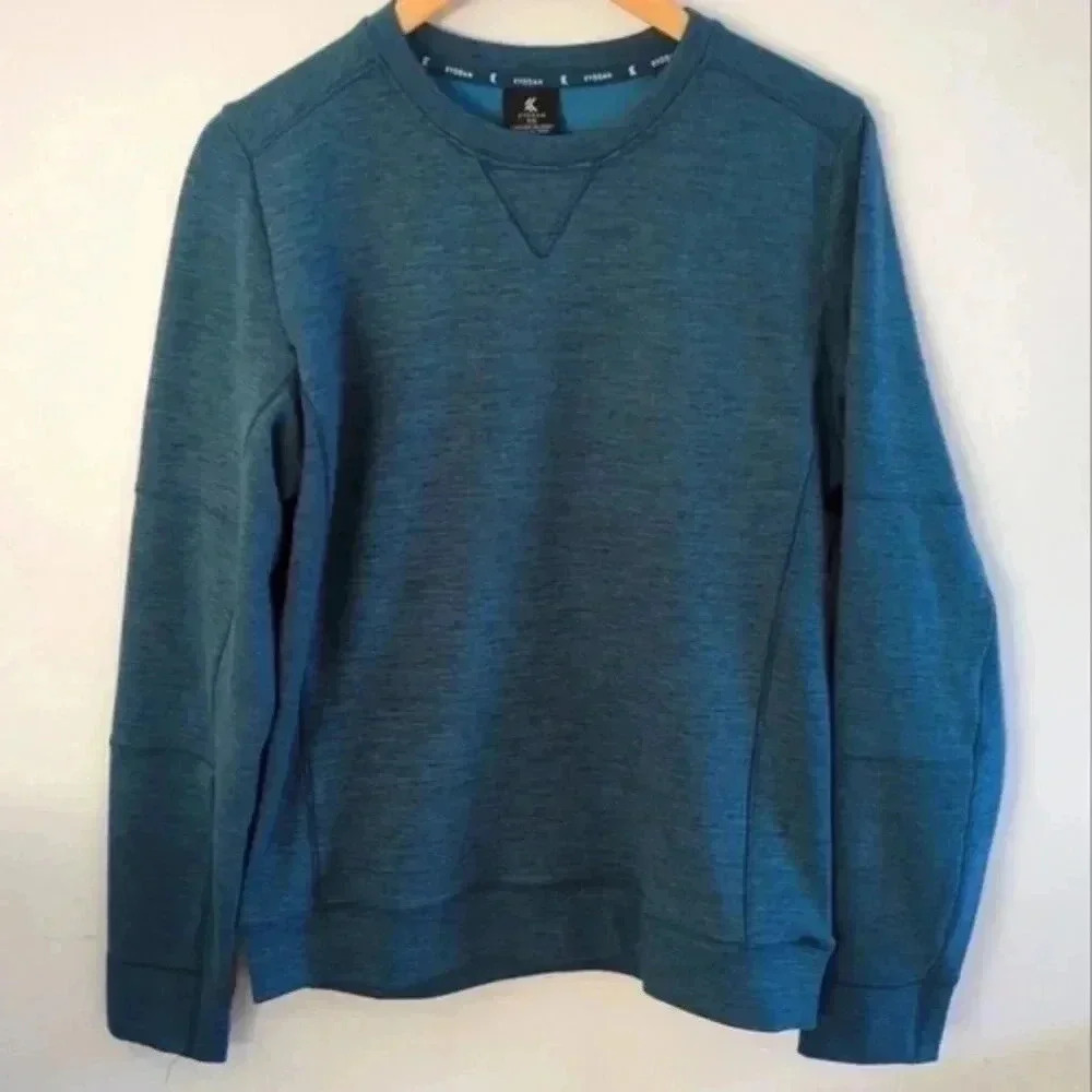 KYODAN | Men's Blue/Black Textured  Pattern Fleece Lined Crewneck Sweater